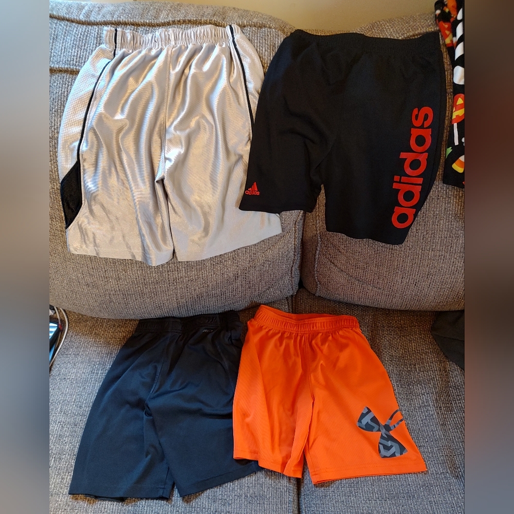 4 pairs Adidas, Nike, Under Armour Kids Athletic Shorts bundle (9)